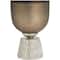 16" Bronze Glass Colorblock Candle Holder with Gold Accents & Textured Silver Base